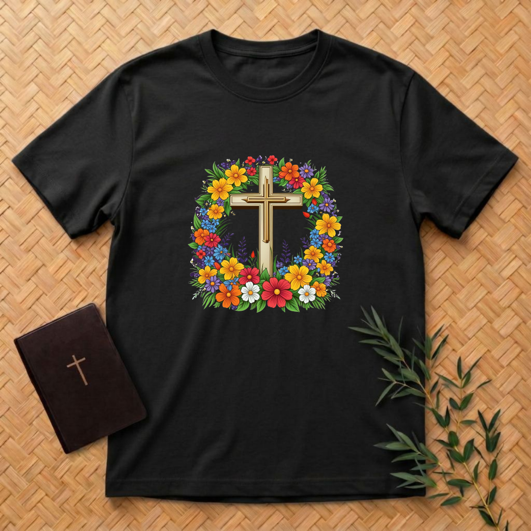 Crown of Flowers Cross T-Shirt