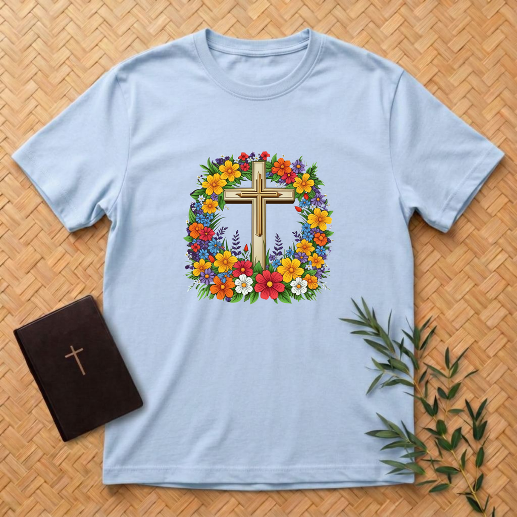 Crown of Flowers Cross T-Shirt