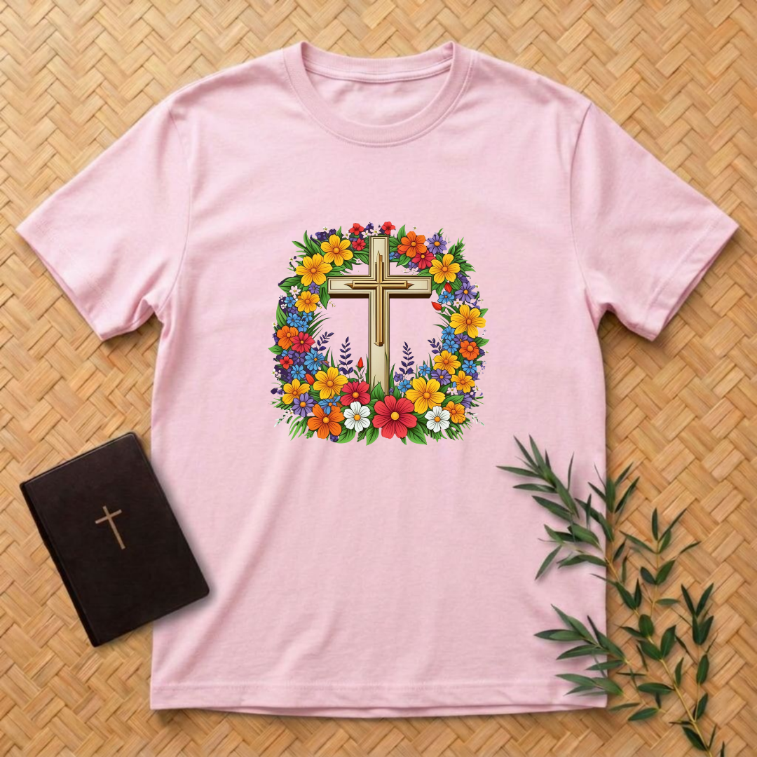 Crown of Flowers Cross T-Shirt