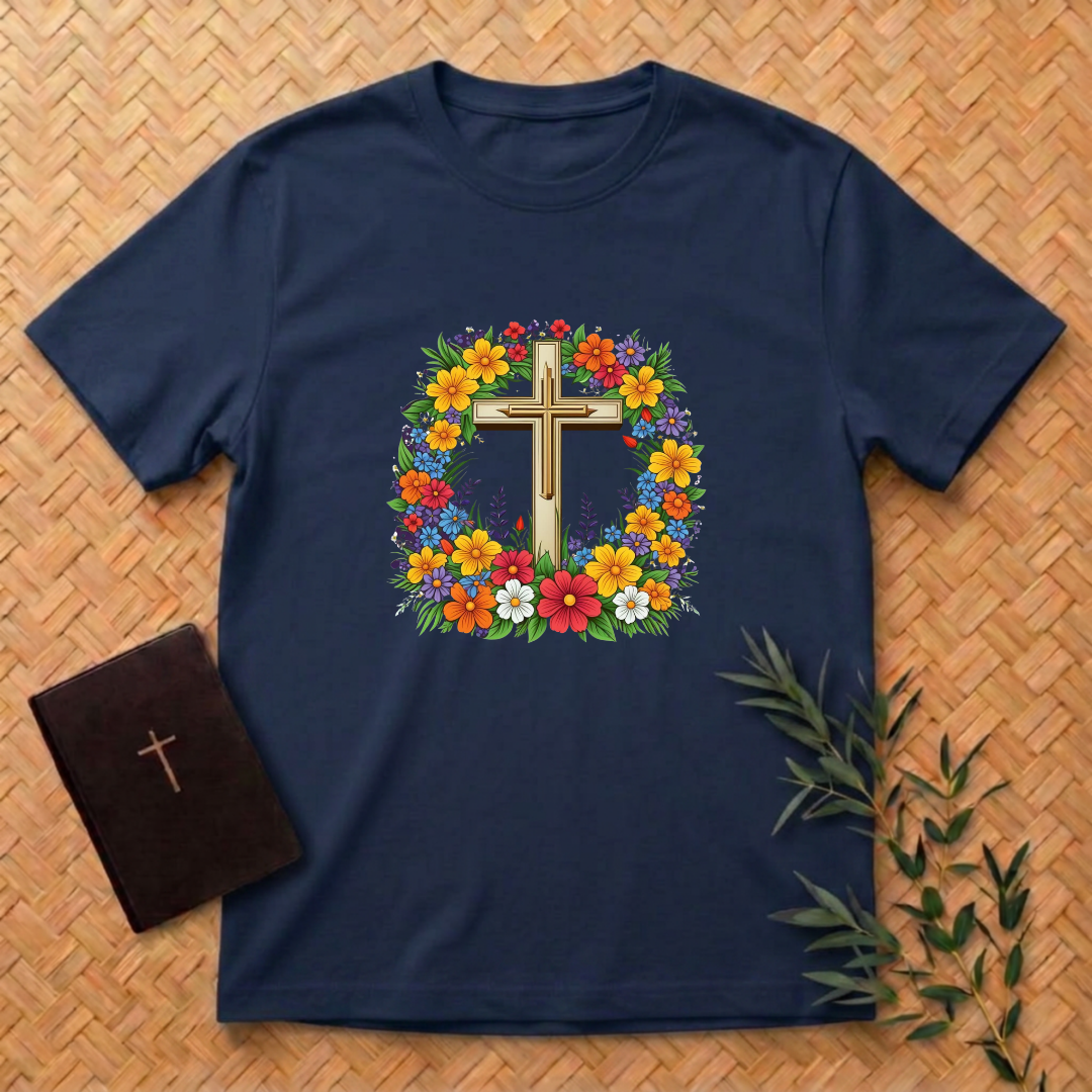 Crown of Flowers Cross T-Shirt